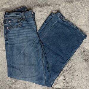 American Eagle Low Rise Baggy Wide Leg Blue Jeans Sz 2 Regular